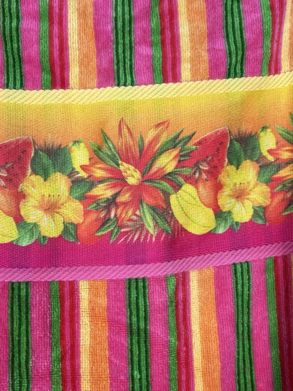 Vintage Terrisol Colorful Floral 60” By 31” Beach Towel 100% Cotton Tahiti